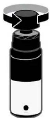 Illustration of a spray canister with black and white casing (no text or symbols).