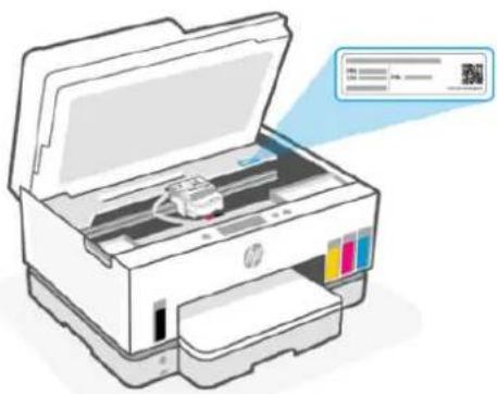Illustration of an HP printer with a paper airplane and color palette (no text or symbols).