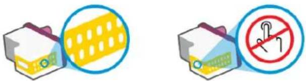 Two electronic device icons with no visible text or symbols: one with a grid pattern and blue circle, the other with a prohibition sign (no readable text).
