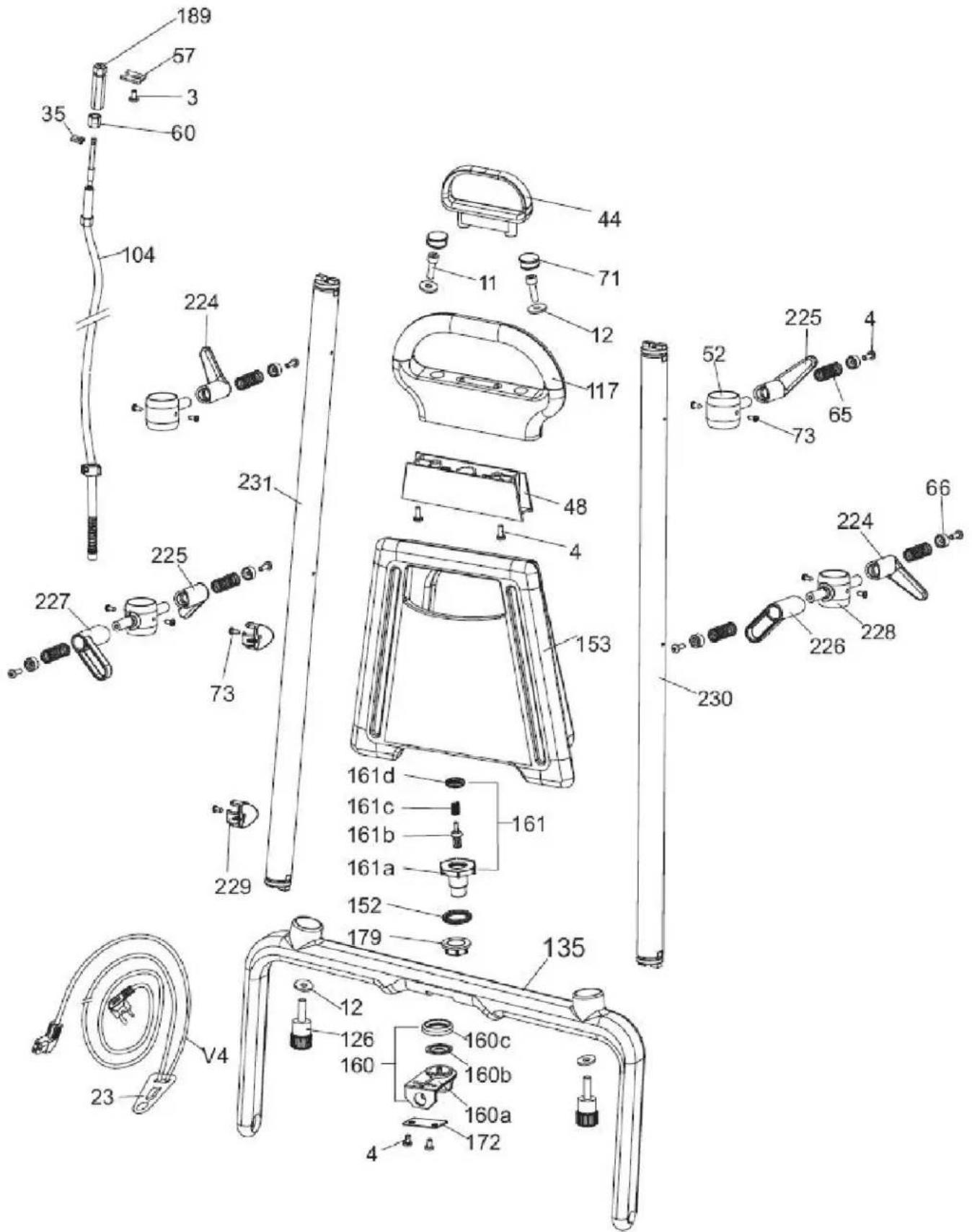 Exploded view diagram of a spray gun with numbered parts and labeled features