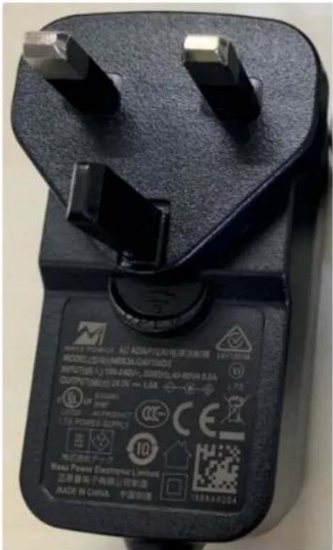 MINTU POWER AG ADAPTEUR 电源适配器 MODEL:型号INRS3A/DAFT001 INPUT:输入:198-240V, 5500V/65-BPWR 0.5A OUTPUT:输出:24.5V mm LAM 1.75 MAX Power Electronic Limited 正音量电子有限公司制造 NAC# IN CHINA 中国制造
