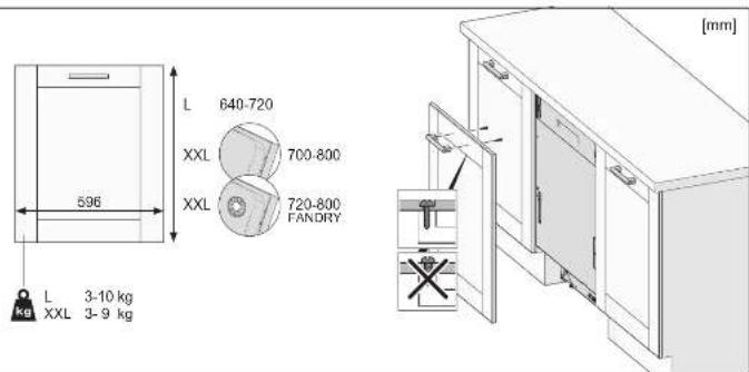 L 640-720 XXL 700-800 XXL 720-800 FANDRY L 3-10 kg XXL 3-9 kg [mm]