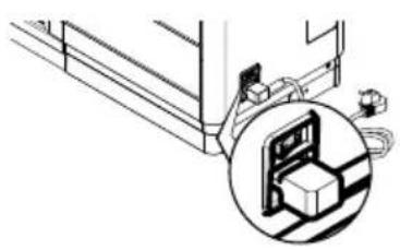 Technical line drawing of a mechanical assembly with an inset showing a close-up of a component (no text or symbols present)