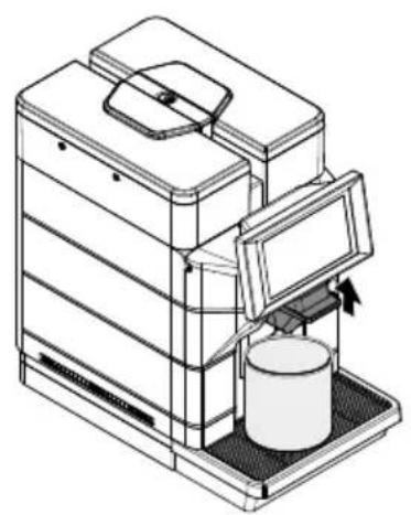 Line drawing of a portable electronic device with a cylindrical container and open lid (no text or symbols)