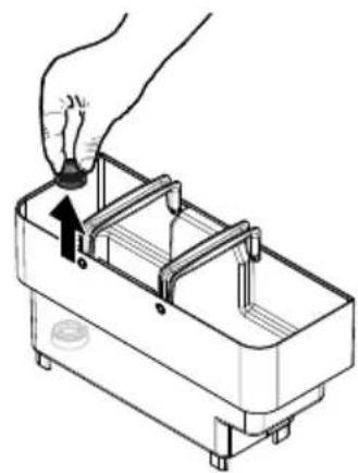 Line drawing of a hand using a tool to adjust or install a mechanical component (no text or symbols present)