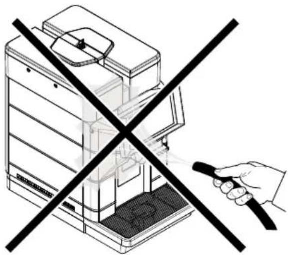Diagram of a hand holding a tool crossed out by a black cross over a device stack (no text or symbols present)