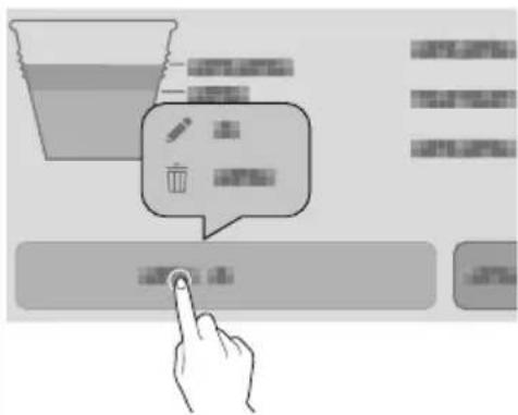 Illustration showing a hand interacting with a speech bubble containing icons like a cup, trash bin, and a button labeled '按钮1'.