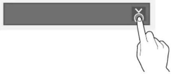 Hand pointing at a button with a checkmark symbol (no text or labels)