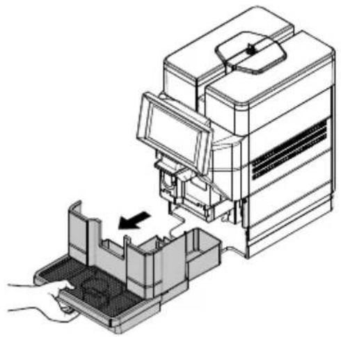 Diagram of a device's internal structure showing a hand inserting into a tray with an arrow indicating assembly (no text or symbols present)