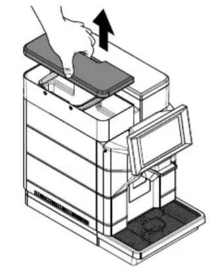 Diagram of a multi-level office drawer with an upward arrow indicating motion or operation (no text or symbols present)