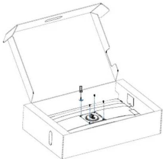 Line drawing of an open box with internal components and a central circular base (no text or symbols)