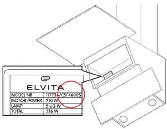 ELVITA MALLINRO 11773#/CSF4600S Moottorin teho 210 W Lamppu 2 x 3 W Yhteensä 216 W