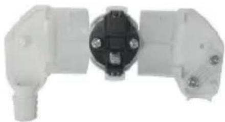 Three white plastic electrical connectors with a central black socket and mounting holes (no text or symbols visible)