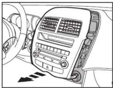 Interior view of a car dashboard with air vent and steering wheel (no text or symbols visible)
