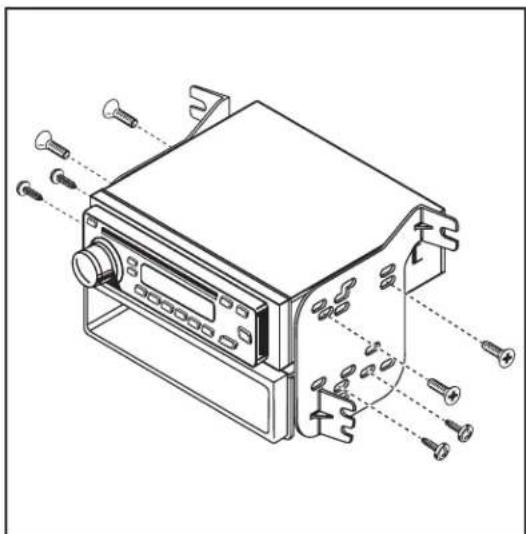Technical line drawing of a mechanical device with multiple screw fasteners and mounting brackets (no text or symbols)