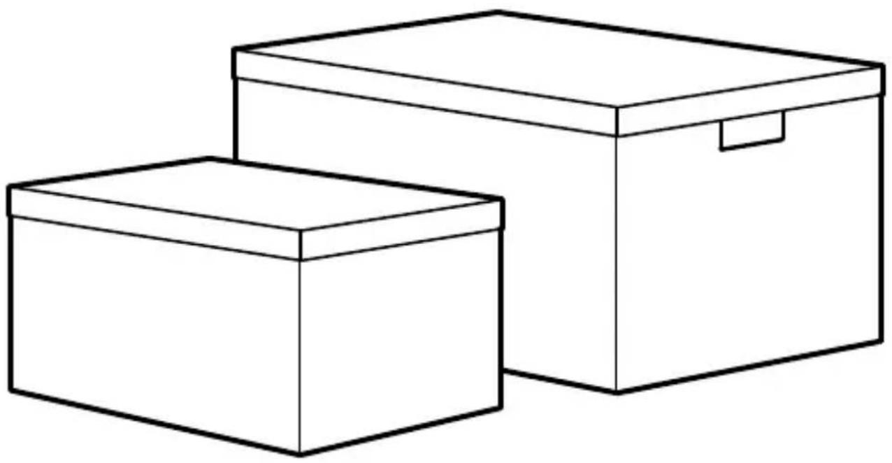 Line drawing of two rectangular storage bins, one larger and one smaller, with no text or symbols present.