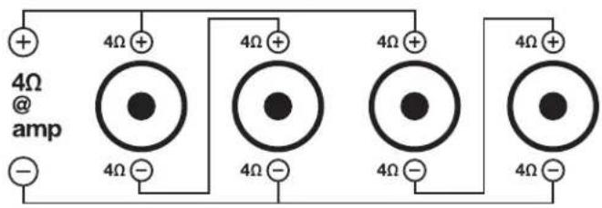 4Ω @ amp 4Ω + - 4Ω + - 4Ω + - 4Ω + - 4Ω + - 4Ω +