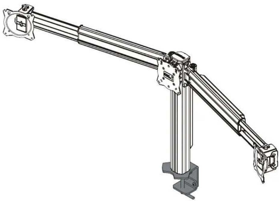 Technical line drawing of a robotic arm with articulated joints and mounting base (no text or symbols)