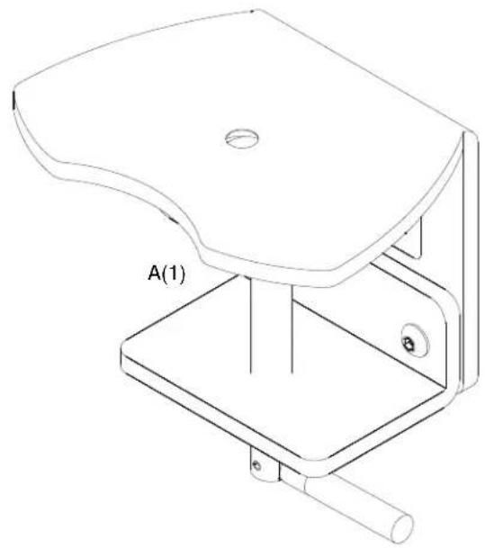 Technical line drawing of a mechanical device with a base plate and mounting bracket (no text or symbols)