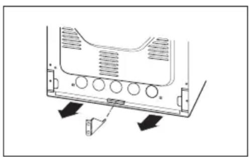 Diagram of a vehicle chassis with mounting brackets and directional arrows indicating movement or force, no text or symbols.