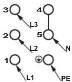 graph TD 1["1"] -->|L1| 2["2"] 2 -->|L2| 3["3"] 3 -->|L3| 4["4"] 4 -->|N| 5["5"] 5 -->|+| 6["⊕"] style 1 fill:#fff,stroke:#000 style 2 fill:#fff,stroke:#000 style 3 fill:#fff,stroke:#000 style 4 fill:#fff,stroke:#000 style 5 fill:#fff,stroke:#000 style 6 fill:#fff,stroke:#000
