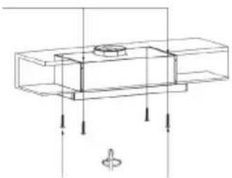 Technical line drawing of a mechanical component with mounting holes and internal features (no text or symbols).