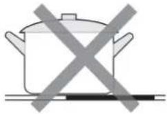Dessin au trait simple d'une casserole avec des croix X (sans texte ni symboles)