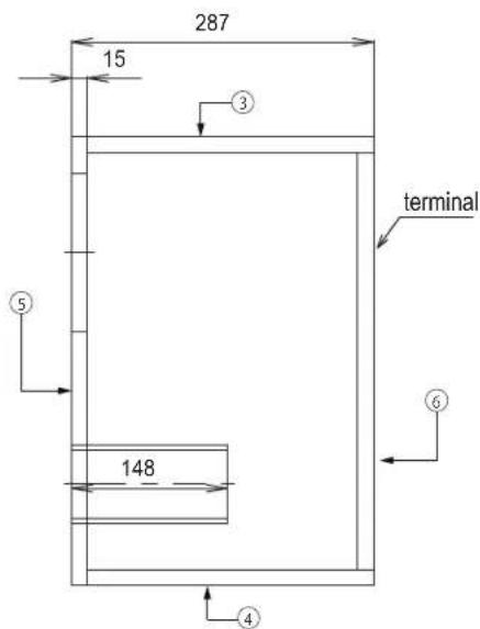 287 15 ③ terminal ⑤ 148 ⑥ ④