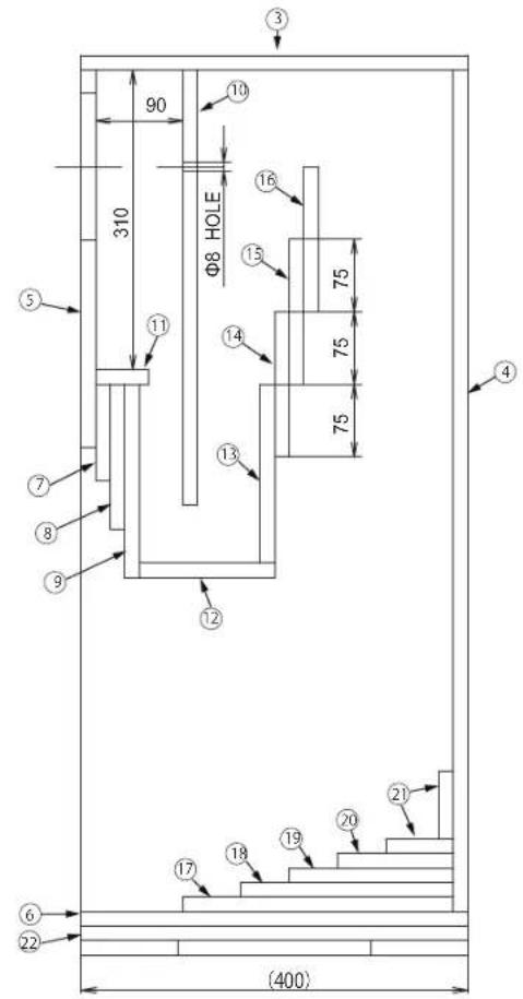 90 310 Φ8 HOLE 10 16 15 75 75 75 11 14 13 12 ⑤ ⑦ ⑧ ⑨ ⑥ 22 (400) ④ ③