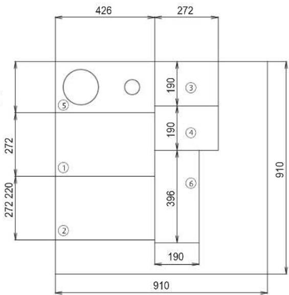 426 272 272 272 220 ⑤ ① ② ③ ④ ⑥ 190 190 396 190 910 910