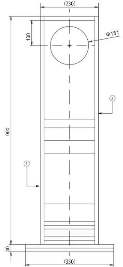(230) 100 Φ151 900 ① ② 30 (350)