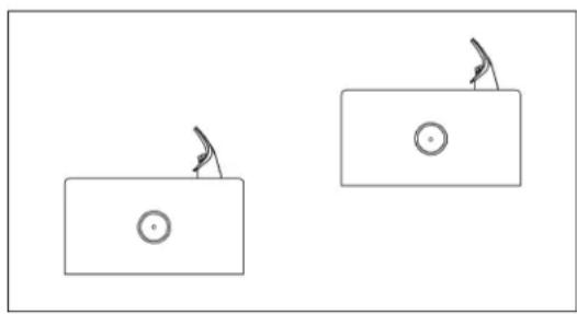 Deux objets rectangulaires avec des trous circulaires et un oiseau perché sur le dessus, sans texte ni symboles.