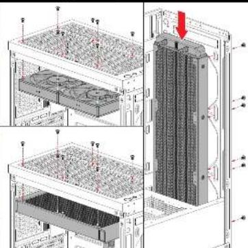Technical diagram of a server rack with labeled components and structural annotations