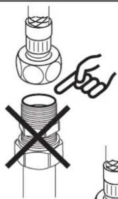 Illustration technique d'un boulon avec une main pointant vers un composant fileté et un symbole de croix (sans texte ni étiquettes)
