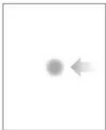 Simple diagram with a gray dot and a lighter arrow pointing right, no text or symbols present