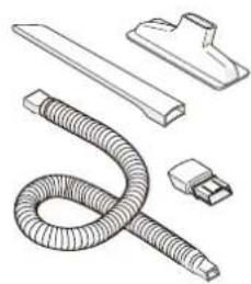 Dessin technique au trait d'un ensemble de tuyau flexible avec composants en plastique (aucun texte ou symbole)