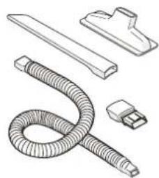 Dessin technique d'un tuyau flexible et de composants de raccord (sans texte ni symboles)