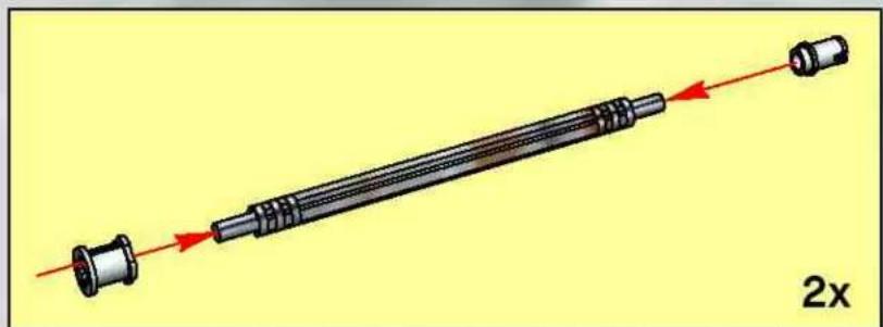 Diagram of a mechanical shaft with red directional arrows indicating motion or force, labeled '2x' (no text or symbols on the diagram itself)