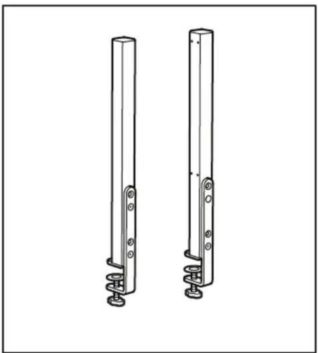 Technical line drawing of two vertical metal frame components with mounting holes (no text or symbols)