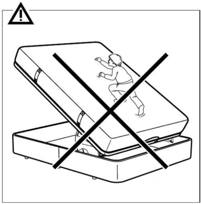 Symbole d'avertissement montrant une personne à l'intérieur d'une valise ouverte avec une ligne diagonale barrée, indiquant des conditions bloquées ou invalides.