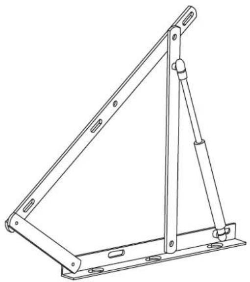 Dessin technique d'un cadre de support mécanique avec des trous de montage et des supports structurels (sans texte ni symboles).