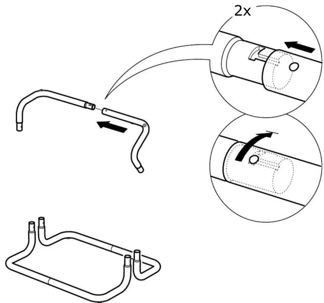 Technical diagram illustrating a mechanical assembly with labeled components and motion indicators