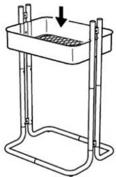 Line drawing of a mechanical device with a downward arrow indicating force or movement (no text or symbols)