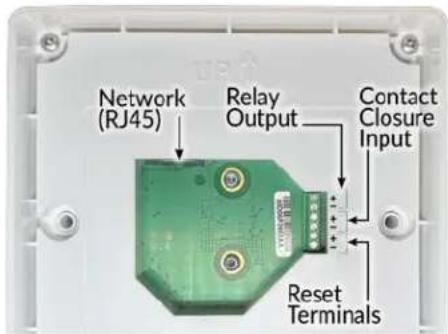 Network (RJ45) Relay Output Contact Closure Input Reset Terminals