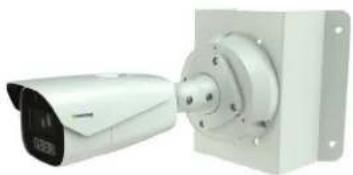 Exterior view of a security camera and its mounted rectangular frame (no visible text or symbols)