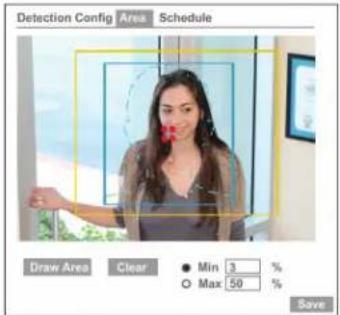 Detection Config Area Schedule Draw Area Clear Min 3 % Max 50 % Save