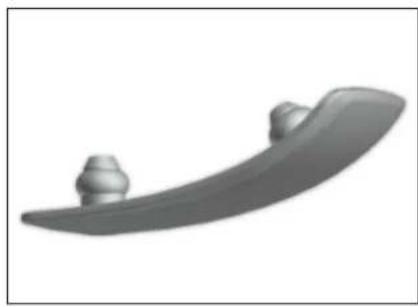 3D rendered image of a curved gray object with two small protrusions (no text or symbols)