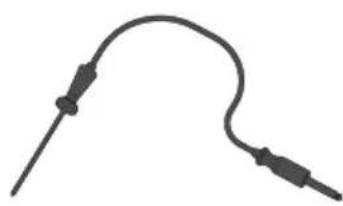 Simple black medical or electrical device with a curved cable and two connectors (no text or symbols visible).