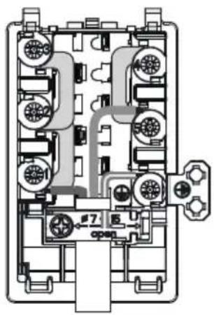 Cross-sectional diagram of a mechanical or electrical component with internal channels and mounting holes (no text or symbols).