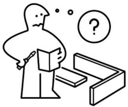 Simple line drawing of a person reading a book with a thought bubble containing a question mark (no text or symbols)